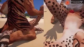 play Guepardo se folla a un tigre - animación peluda